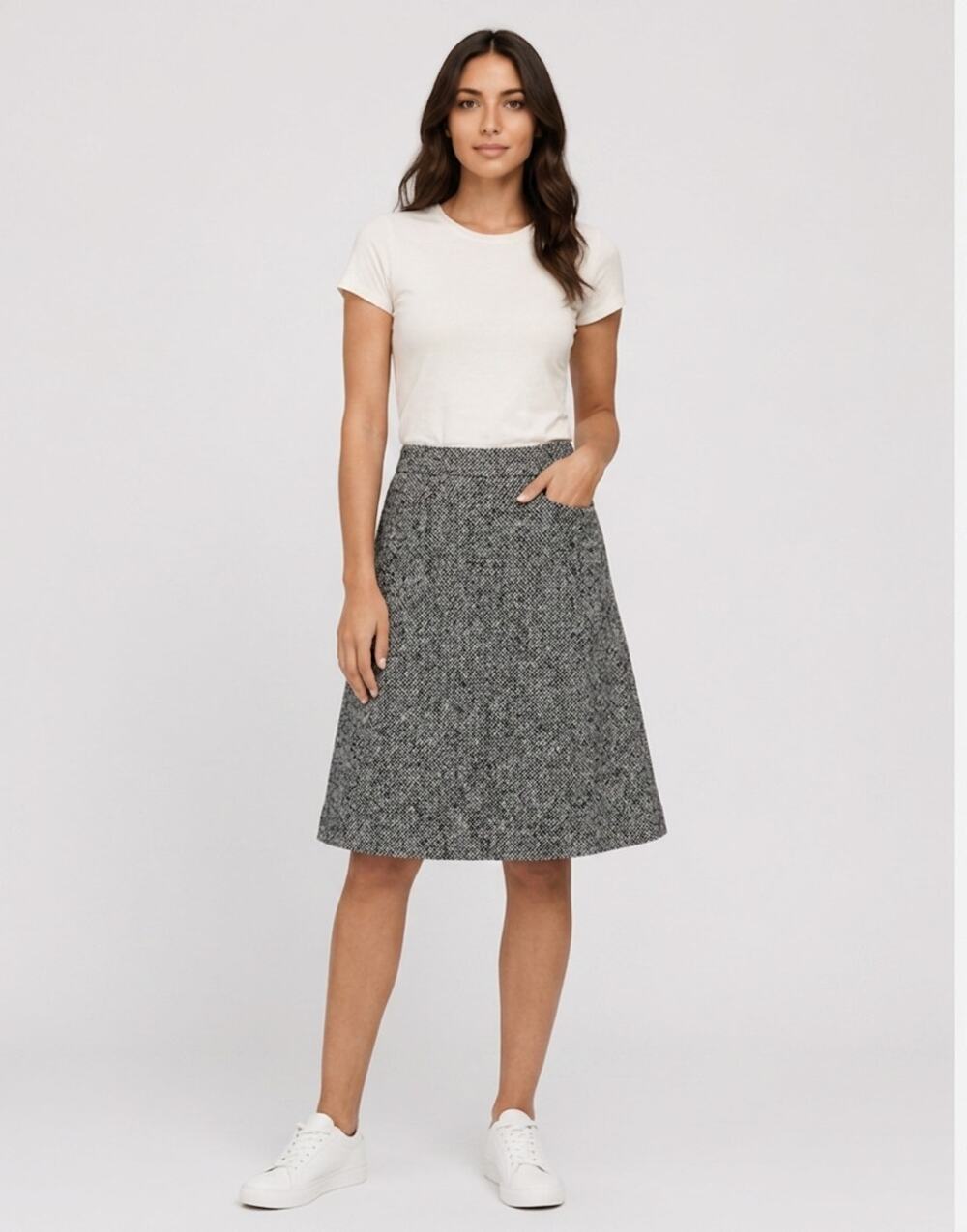 RED Valentino Gray A-Line Knee Length Lined Skirt Women Size 44